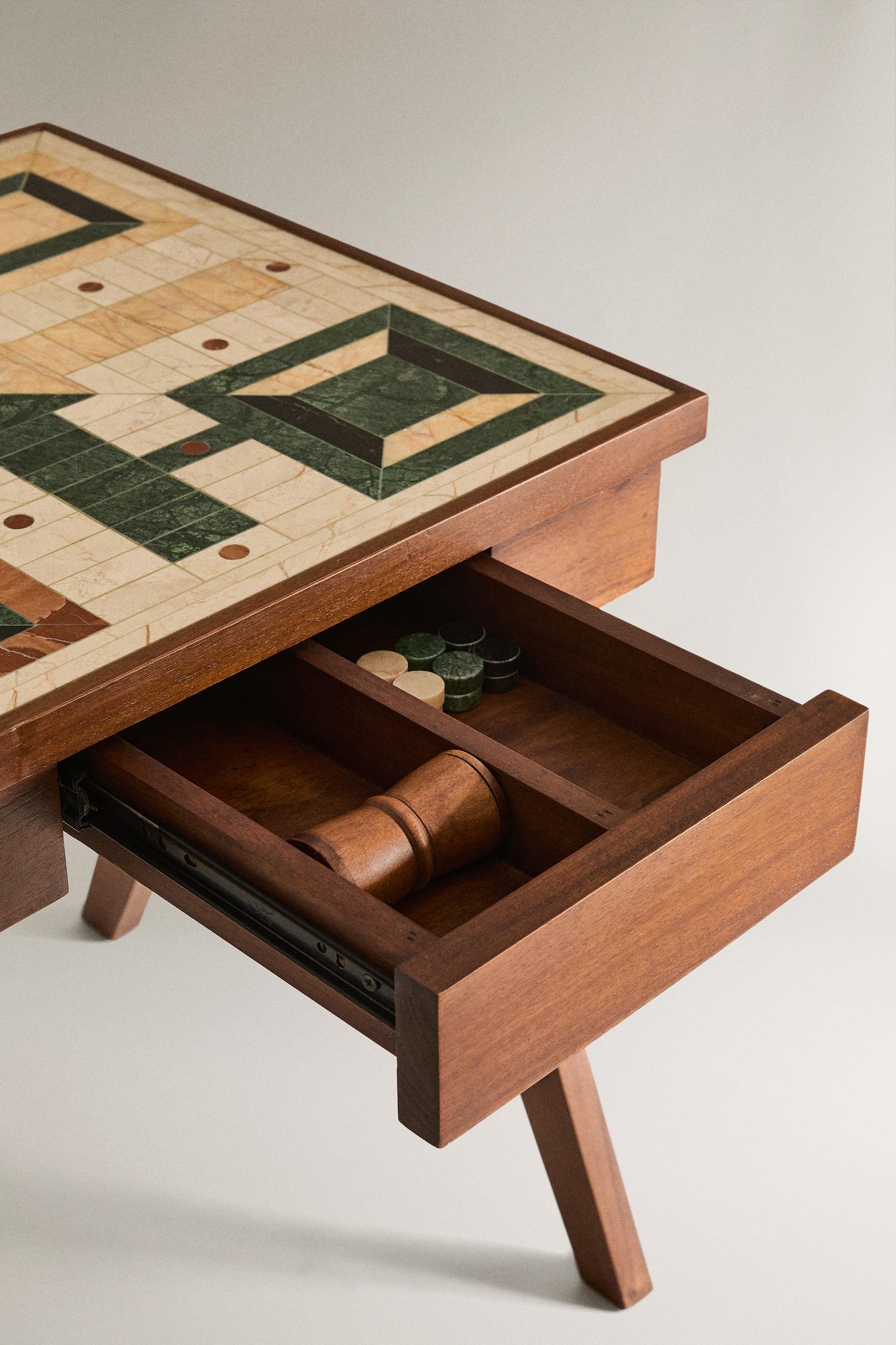 MARBLE PARCHEESI BOARD SIDE TABLE